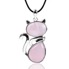 DAYOSHOP - Collar Gato Cuarzo Rosa Mas Estuche