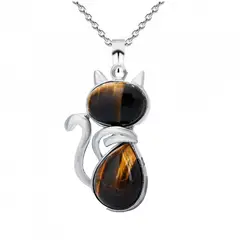 DAYOSHOP - Collar Gato Cuarzo Ojo De Tigre Mas Estuche