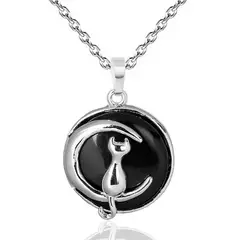 DAYOSHOP - Collar Cuarzo Onix Gato Luna Mas Estuche