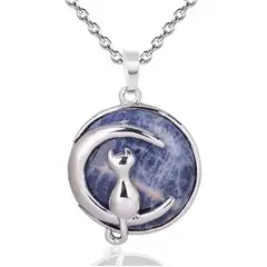 DAYOSHOP - Collar Cuarzo Sodalita Gato Luna Mas Estuche
