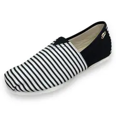 XIAN SHOES - Alpargata clasica hombre rayas negras