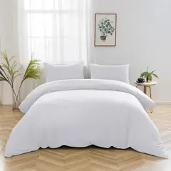 HAPPY BEAR - Set Duvet Plumon Sencillo Y Juego de Sabanas Microfibra Blanco Liso