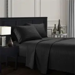 PLUMA HOME - Juego de Sabanas BLACK RAYAS Microfibra Doble