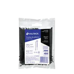 VOLTECK - 100 Amarres Plásticos De 10 Cm, Tensión 18 Lb, Color Negro