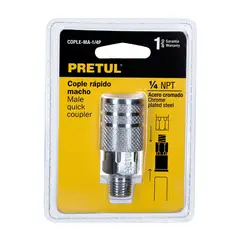 PRETUL - Acople Rápido Cromado De 1/4 Npt Para Compresor, Macho