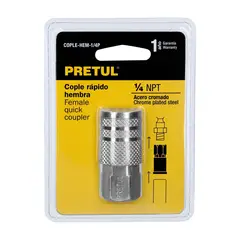 PRETUL - Acople Rápido Cromado De 1/4 Npt Para Compresor, Hembra