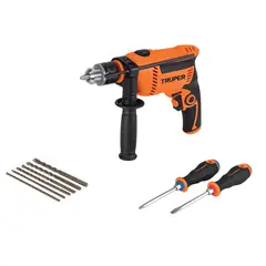TRUPER - Combo De Taladro Percutor + 6 Brocas + 2 Destornilladores