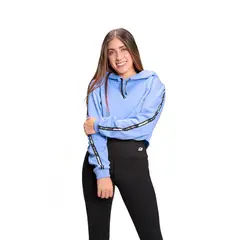 KRUNNER - Saco Hoodie Crop Top Para Mujer Azul.