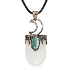 DAYOSHOP - Collar Cuarzo Cristal Media Luna Ojo De Gato Mas Estuche