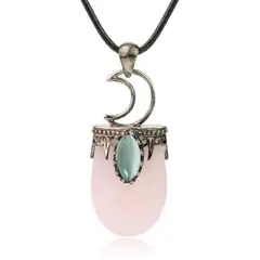 DAYOSHOP - Collar Cuarzo Rosa Media Luna Ojo De Gato Mas Estuche