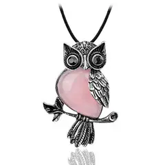 DAYOSHOP - Collar Cuarzo Rosa Buho Sabio Mas Estuche
