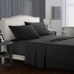 HOGAR DE MIS SUENOS - Juego de sabanas ebozadas cama semidoble 120x190cms color negro