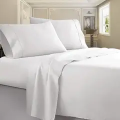 HOGAR DE MIS SUENOS - Juego de sabanas embozadas cama doble 100x140cms color blanco