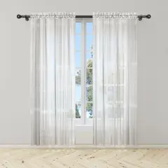 GENERICO - Cortina Blanca Rayada en Velo Muselina 3 mts x 2.10 mts Dividido