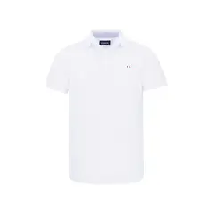 HAMER - Camiseta tipo polo bordada para hombre blanca y azul oscura