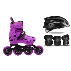 CANARIAM - COMBO PATINES BLACK MAGIC PRO PLUS MOR 31-34 KITC4 CASCO SONIC