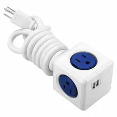 ALLOCACOC - Multitoma 1.5metros Powercube Original 4 Tomas + 2 Puertos Usb Azul