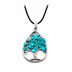 DAYOSHOP - Collar Cuarzo Turquesa Arbol Gota Mas Estuche