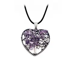 DAYOSHOP - Collar Cuarzo Amatista Arbol Corazon Mas Estuche