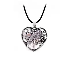 DAYOSHOP - Collar Cuarzo Rosa Arbol Corazon Mas Estuche