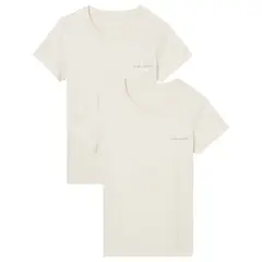 CALVIN KLEIN - Pack de 2 Camisetas Beige Manga Corta Slim Fit Para Mujer