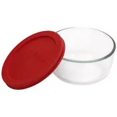 PYREX - Bowl redondo1,75qt - 1,65 litros tapa plástica roja
