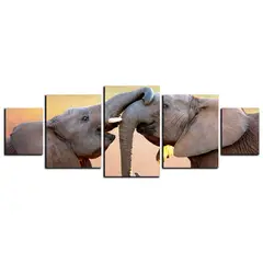 ART INDUSTRY - Cuadro 130x50Cms 5 Piezas Decorativo Elefante