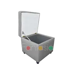 MUEBLES FANTASIA - Puff Baul 45 cm Tela Memphis Gris claro