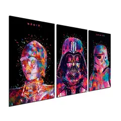 ART INDUSTRY - Cuadro Triptico 90x50 Cms Decorativo C3PO - Darth Vader - Soldier