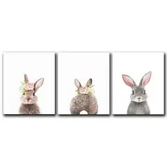ART INDUSTRY - Triptico Cuadros Niños 40x30 cms Set26 Conejas