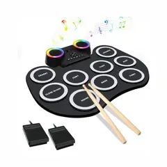 GENERICO - Bateria Electrónica De Mesa Digital Drum Led Bluetooth.