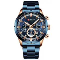 CURREN - Reloj Hombre 8355 Cuarzo Cronografo Correa Acero Inoxidable