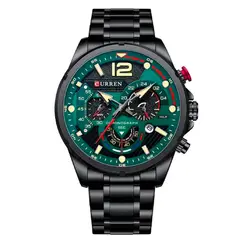 CURREN - Reloj Hombre 8395 Cuarzo Cronografo Correa Acero Inoxidable