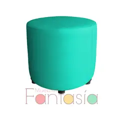 MUEBLES FANTASIA - Puff redondo Cuerotex Aguamarina Muebles Fantasía