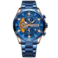 CURREN - Reloj 8402 Cuarzo Acero Inoxidable Cronógrafos
