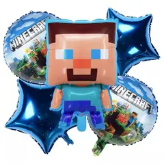 DAYOSHOP - Kit Bouquet Globo Minecraft Feliz Cumpleaños World