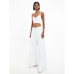 CALVIN KLEIN - Crop Top Blanco Punto Milano Para Mujer