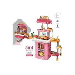 MARKET TOYS - Cocina infantil portatil luz sonido función real de agua