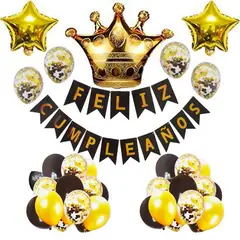 DAYOSHOP - Kit Decoración Feliz Cumpleaños Dorado Corona Y Estrella