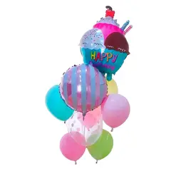 DAYOSHOP - Kit Set Globo Feliz Cumpleaños Helado Dulce Tematico