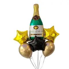 DAYOSHOP - Kit Set Globo Feliz Cumpleaños Botella Champagne Metal Verde
