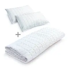 ENERGY PLUS - Combo Protector colchón Algodón sencillo 2 Almohadas fibra