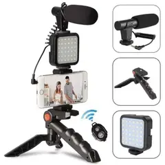 GENERICO - Estabilizador Soporte Celular Luz Led Micrófono Control