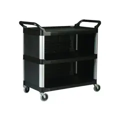 RUBBERMAID - Carro Servicio 3 Estantes Con Ruedas 150 Kg Negro