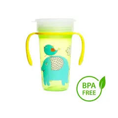 GENERICO - Vaso no regueros 360 verde de animalitos antiderrame 9 onzas