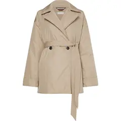 TOMMY HILFIGER - Gabán Beige Con Cinturón Para Mujer