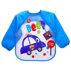 STALION - Babero Delantal Bebés Y Niños De Manga Larga Impermeable - Policia