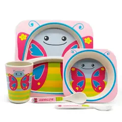 ENFANTASY - Set vajilla bebe niños bambú 5 pcs biodegradable Mariposa