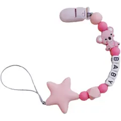 ENFANT'ASY - Sujeta chupetes diseño Oso Rosa