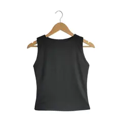 SYK - Blusa Crop Top Para Mujer Unicolor Licrado Negro